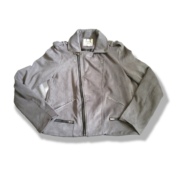 ✨️HP✨️Jaase | NWOT | Chic Gray Faux Suede Moto Jacket (SIZE S) - Picture 3 of 14